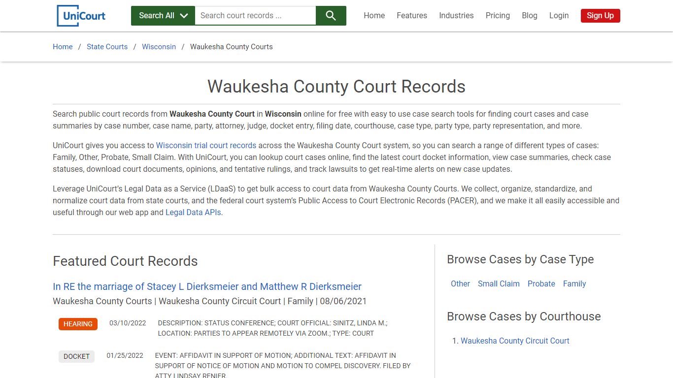 Waukesha County Court Records | Wisconsin | UniCourt