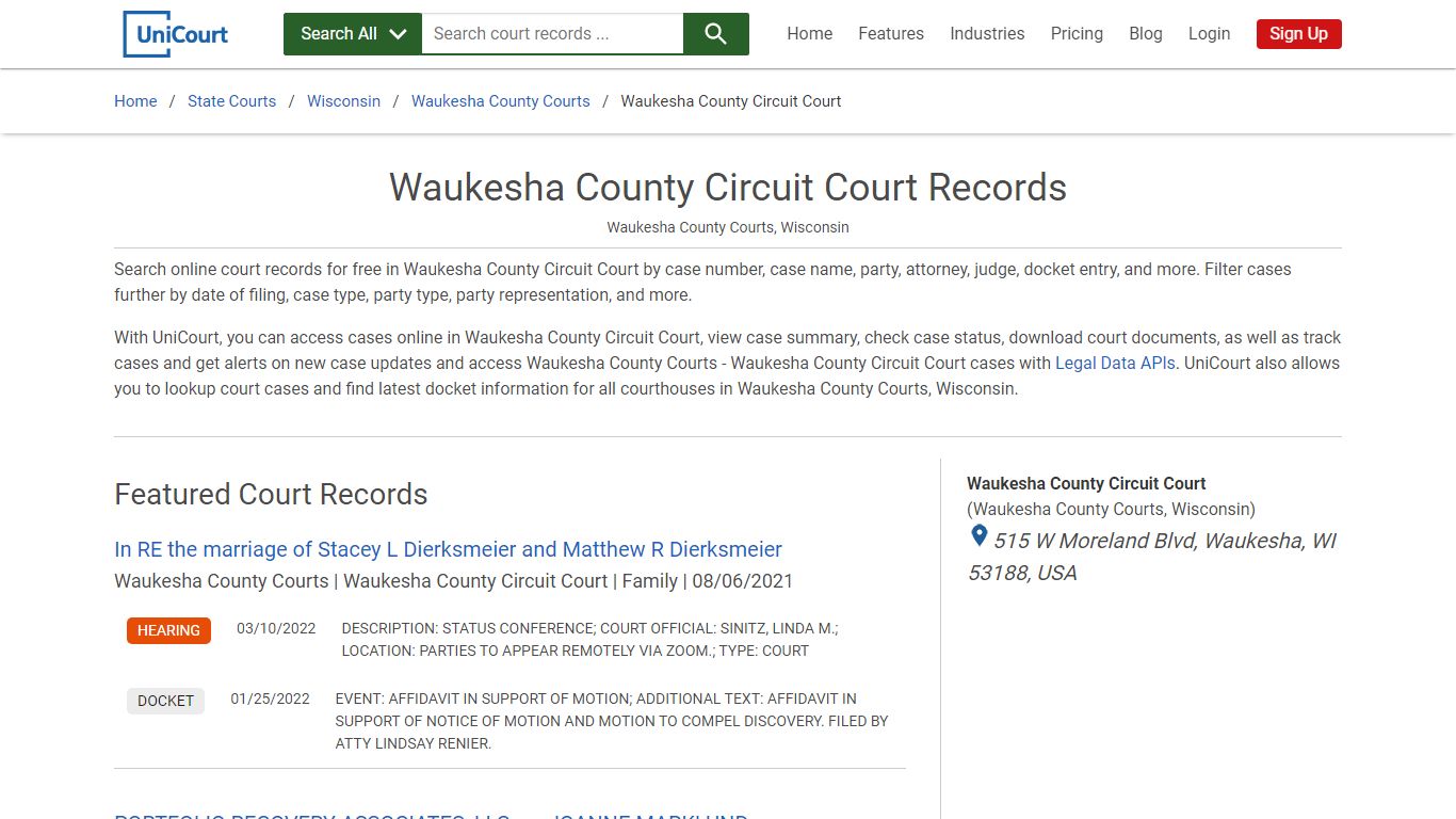 Waukesha County Circuit Court Records | Waukesha | UniCourt